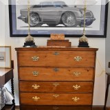 F56. Antique blanket chest with 3 drawers and 2 false drawers. 44”h x 41”w x 19”d